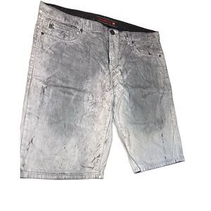 Vintage Y2K Grindhouse Denim Distressed waxed paint Jean Denim Shorts Mens 38